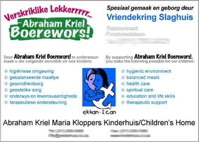 Abraham Kriel Boerewors Leaflet